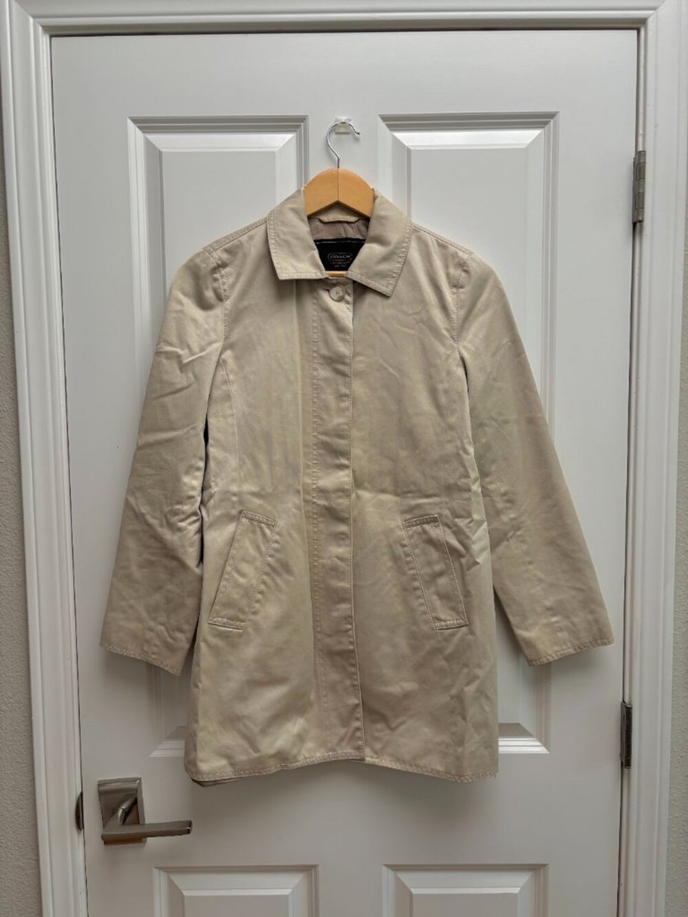 Women's Vintage Y2K Ivory Cotton Trenchcoat Overcoat | Coach